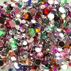 2mm 3mm Round Faceted Rhinestones / Cabochons Set (Around 450-500 pcs / 3gram) (Assorted Color) RHM004