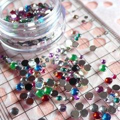 2mm 3mm Round Faceted Rhinestones / Cabochons Set (Around 450-500 pcs / 3gram) (Assorted Color) RHM004