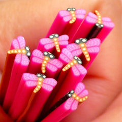 Polymer Clay Cane - Purple Dragonfly - for Miniature Food / Dessert / Cake / Ice Cream Sundae Decoration and Nail Art CIN07