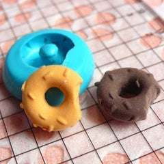 Flexible Silicone Mold - Bitten Donut / Doughnut with Sprinkles (13mm) Miniature Food, Sweets, Jewelry, Charms (Clay, Fimo, Fondant) MD235