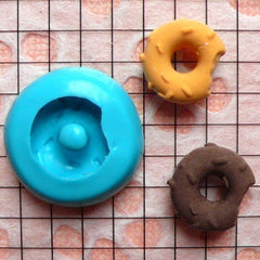 Flexible Silicone Mold - Bitten Donut / Doughnut with Sprinkles (13mm) Miniature Food, Sweets, Jewelry, Charms (Clay, Fimo, Fondant) MD235