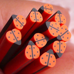 Polymer Clay Cane - Orange Beetle / Lady Bug- for Miniature Food / Dessert / Cake / Ice Cream Sundae Decoration and Nail Art CIN01