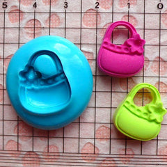 Handbag Mold w/ Flower 18mm Silicone Flexible Mold Cupcake Topper Kawaii Jewelry Charms Cabochon Mold Fimo Mold Polymer Clay Push Mold MD540