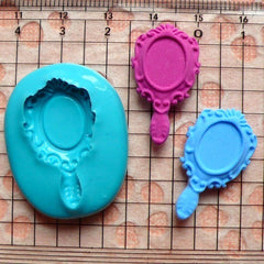 Victorian Mirror (27mm) Silicone Flexible Push Mold Jewelry Charms (Resin, Paper Clay, Fimo, Casting Resins, Wax, Gum Paste, Fondant) MD536