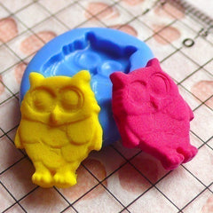 Owl (15mm) Silicone Flexible Push Mold - Jewelry, Charms, Cupcake (Clay, Fimo, Sculpey, Premo, Resin, Epoxy, Wax, Gum Paste, Fondant) MD722