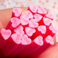 Polymer Clay Cane - Pink Heart with Love - for Miniature Food / Dessert / Cake / Ice Cream Sundae Decoration and Nail Art CH08