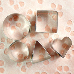 Clay Cutter (Mini / Heart, Round, Sqaure & Triangle / 5pcs) Mini Cookie Cutter Fondant Gumpaste Fimo Polymer Clay TL003