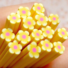 Polymer Clay Cane - Yellow and White Flower - for Miniature Food / Dessert / Cake / Ice Cream Sundae Decoration and Nail Art CFW009
