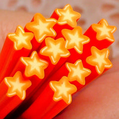 Polymer Clay Cane - Orange Star - for Miniature Food / Dessert / Cake / Ice Cream Sundae Decoration and Nail Art CS07