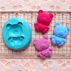 Kawaii Bear Mold w/ Love 27mm Silicone Flexible Mold Scrapbooking Mold Gumpaste Fondant Mold Cupcake Topper Polymer Clay Fimo Mold Wax MD714