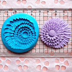 Chrysanthemum Mold w/ Leaves 39mm Flower Mold Flexible Silicone Mold Brooch Mold Resin Wax Mold Fondant Mold Cupcake Topper Gumpaste MD740