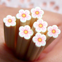 Polymer Clay Cane - White Sakura / Flower - for Miniature Food / Dessert / Cake / Ice Cream Sundae Decoration and Nail Art CFW002