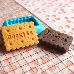 Flexible Silicone Mold - Rectangular Cookie / Biscuit (24mm) Miniature Food, Sweets, Jewelry, Charms (Clay, Fimo, Resins, Gum Paste) MD131