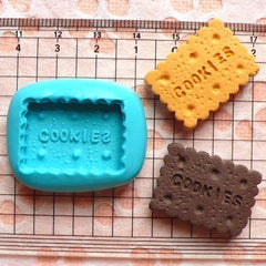 Flexible Silicone Mold - Rectangular Cookie / Biscuit (24mm) Miniature Food, Sweets, Jewelry, Charms (Clay, Fimo, Resins, Gum Paste) MD131