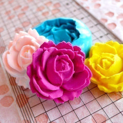 Flower / Rose (27mm) Silicone Flexible Push Mold - Jewelry, Charms, Cupcake (Clay Fimo Epoxy Casting Resins Wax Gum Paste Fondant) MD586
