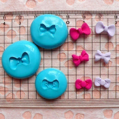 Set of 3 Tiny Bow Bowtie (10mm to 13mm) Silicone Flexible Push Mold - Jewelry, Charms, Cupcake (Clay, Fimo, Sculpey, Resin, Fondant) MD466