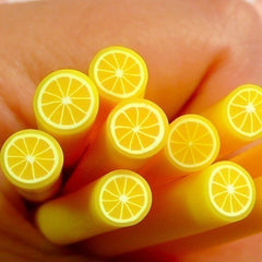 Miniature Lemon Cane Dollhouse Fruit Polymer Clay Cane (Cane or Slices) Fimo Fruit Toppings Kawaii Nail Decoration Cupcake Jewelry CF003