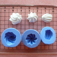 Whipped Cream Mold Frosting 3pcs 12-14mm Silicone Flexible Mold Miniature Sweets Cupcake Fimo Polymer Clay Decoden Kawaii Resin Wax MD654