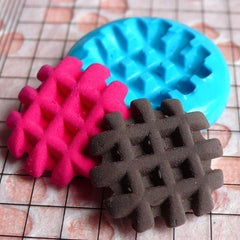Waffle Mold 19mm Silicone Flexible Mold Decoden Mold Kawaii Miniature Sweets Fimo Polymer Clay Food Jewelry Cabochon Charms Push Mold MD725