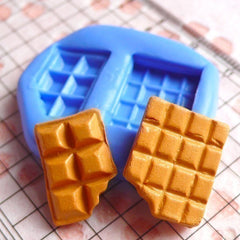 Bitten Chocolate Bar 2pcs 17mm Silicone Mold Flexible Mold Kawaii Miniature Sweets Fimo Polymer Clay Jewelry Charms Cabochon Mold MD733