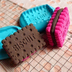 3D Flexible Mold Silicone Mold Cookie Biscuit w/ Cream 28mm Decoden Mold Kawaii Miniature Sweets Fimo Clay Jewelry Cabochon Charms MD129