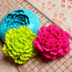 Flower / Peony (35mm) Silicone Flexible Push Mold Jewelry Charms Cupcake (Clay, Fimo, Casting Resins, Epoxy, Wax, Gum Paste, Fondant) MD780