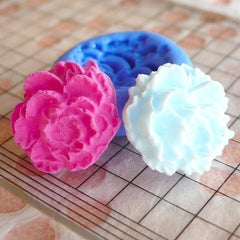 Flower / Peony (16mm) Silicone Flexible Push Mold - Jewelry, Charms, Cupcake (Clay Fimo Premo Casting Resin Epoxy Fondant Gum Paste) MD565