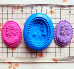 Greek Victorian Man Cameo w/ Decorative Border (28mm) Silicone Flexible Push Mold - Jewelry, Charms, Cupcake (Clay Fimo Resin Fondant) MD625