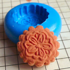 Mooncake (Round) (16mm) Silicone Mold Flexible Mold - Miniature Food, Sweets, Jewelry, Charms (Clay Fimo Resin Gum Paste Fondant Wax) MD334