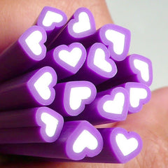 Dark Purple Heart Fimo Cane Nail Decoration Heart Shape Polymer Clay Cane (Cane or Slices) Fake Dollhouse Sweets Topping Heart Confetti CH10