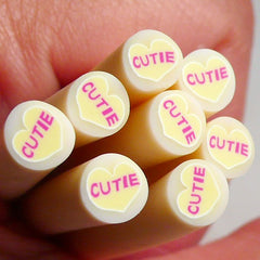 Polymer Clay Cane - Heart with "CUTIE" - for Miniature Food / Dessert / Cake / Ice Cream Sundae Decoration and Nail Art CE043