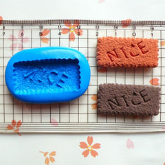 Long 'Nice' Cookie Biscuit Mold 34mm Flexible Silicone Mold Decoden Mold Kawaii Miniature Sweets Fimo Polymer Clay Charms Resin Wax MD184