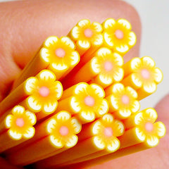 Polymer Clay Cane - Yellow and White Flower - for Miniature Food / Dessert / Cake / Ice Cream Sundae Decoration and Nail Art CFW006
