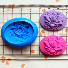 Oval Flower Rose Cameo Mold 30mm Flexible Silicone Mold Jewelry Pendant Fondant Gumpaste Scrapbooking Fimo Polymer Clay Resin Mold MD614
