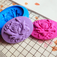 Oval Flower Rose Cameo Mold 30mm Flexible Silicone Mold Jewelry Pendant Fondant Gumpaste Scrapbooking Fimo Polymer Clay Resin Mold MD614