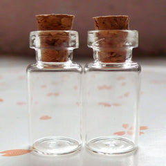 Mini Glass Vile with Cork (28mm x 10mm / 0.7ml / 2pcs) Long Tiny Glass, MiniatureSweet, Kawaii Resin Crafts, Decoden Cabochons Supplies