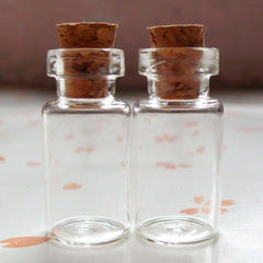 Mini Glass Bottle with Cork (18mm x 13mm / 0.6ml / 2pcs) Miniature Jar Tiny  Glass Vile Small Glass Vial Terrarium Charm Pendant Making MC18