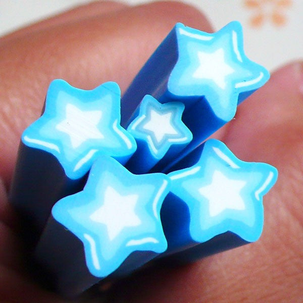 Polymer Clay Cane - Blue Star (LARGE/BIG) - for Miniature Food / Dessert / Cake / Ice Cream Sundae Decoration and Nail Art BC44