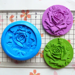 Rose Mold Round Flower Cameo Mold 32mm Flexible Silicone Mold Flower Cupcake Topper Mold Fondant Gumpaste Clay Fimo Wax Butter Mold MD617