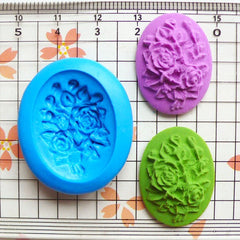 Victorian Oval Flower / Rose Cameo (25mm) Silicone Flexible Push Mold - Miniature Food, Sweets, Charms (Clay, Fimo, GumPaste, Fondant) MD610