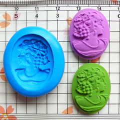 Oval Victorian Lady Cameo (25mm) Silicone Flexible Push Mold - Jewelry, Charms (Resin Paper Clay Fimo Resin Wax Gum Paste Fondant) MD623