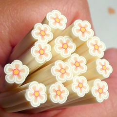 Polymer Clay Cane - White Flower - for Miniature Food / Dessert / Cake / Ice Cream Sundae Decoration and Nail Art  CFW001