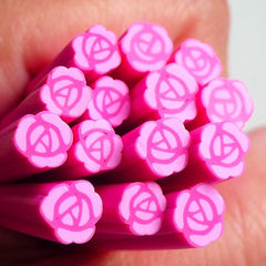 Polymer Clay Cane - Pink Rose / Flower - for Miniature Food / Dessert / Cake / Ice Cream Sundae Decoration and Nail Art CFW016