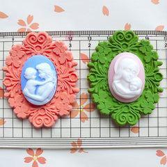 Ornate Victorian Frame Setting (51mm) Silicone Flexible Push Mold - Jewelry, Charms (Clay Fimo Casting Resin Wax Gum Paste Fondant) MD650