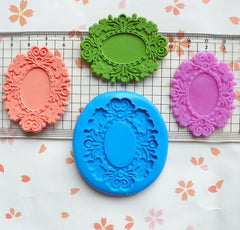 Ornate Victorian Frame Setting (51mm) Silicone Flexible Push Mold - Jewelry, Charms (Clay Fimo Casting Resin Wax Gum Paste Fondant) MD650