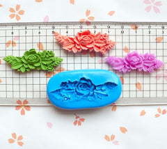 Vintage Flower / Rose Barrette (46mm) Silicone Flexible Push Mold - Miniature Food, Sweets, Jewelry, Charms (Clay, Fimo, Fondant, Wax) MD619