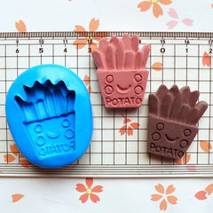 Silicone Flexible Mold - French Fries / Potato (29mm) Miniature Food, Sweets, Jewelry, Charms (Clay, Fimo, Resins, Gum Paste, Fondant) MD381