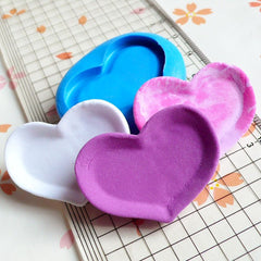 Miniature Mold Heart Plate Mold 35mm Silicone Flexible Mold Polymer Clay Fimo Dollhouse Jewelry Kawaii Cabochon Charms Resin Push Mold MD731