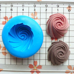 Kawaii Silicone Mold Flexible Mold - Swirl Whipped Chocolate Pudding Cookie (21mm) Miniature Sweets Jewelry Charms (Fimo Fondant) MD373