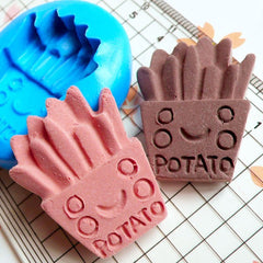 Silicone Flexible Mold - French Fries / Potato (29mm) Miniature Food, Sweets, Jewelry, Charms (Clay, Fimo, Resins, Gum Paste, Fondant) MD381